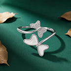 Dual Butterfly Adjustable Open Ring