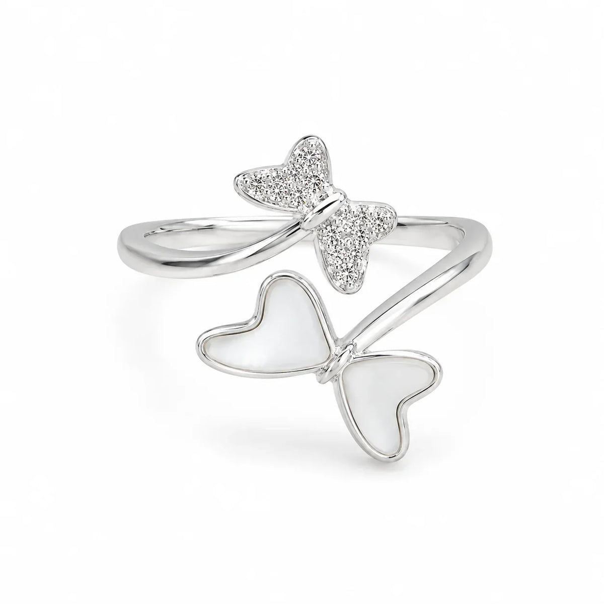 Dual Butterfly Adjustable Open Ring