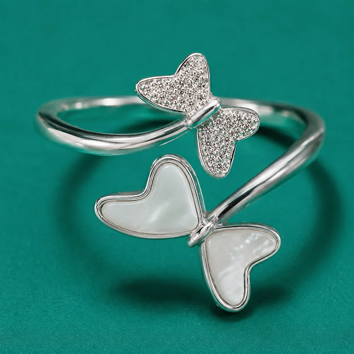 Dual Butterfly Adjustable Open Ring