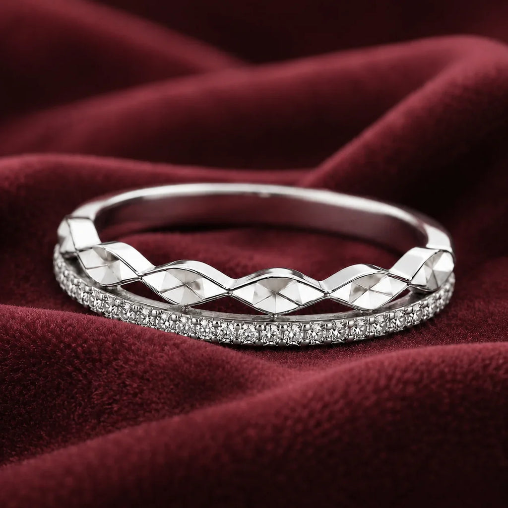 Crisscross Crystal Band Adjustable Ring