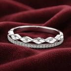 Crisscross Crystal Band Adjustable Ring
