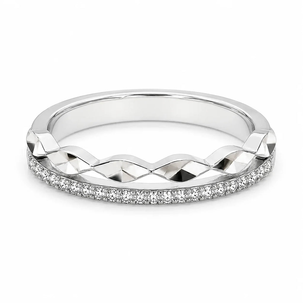Crisscross Crystal Band Adjustable Ring