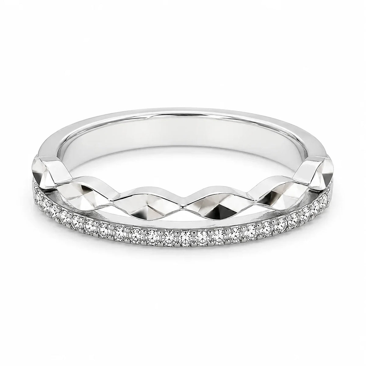 Crisscross Crystal Band Adjustable Ring
