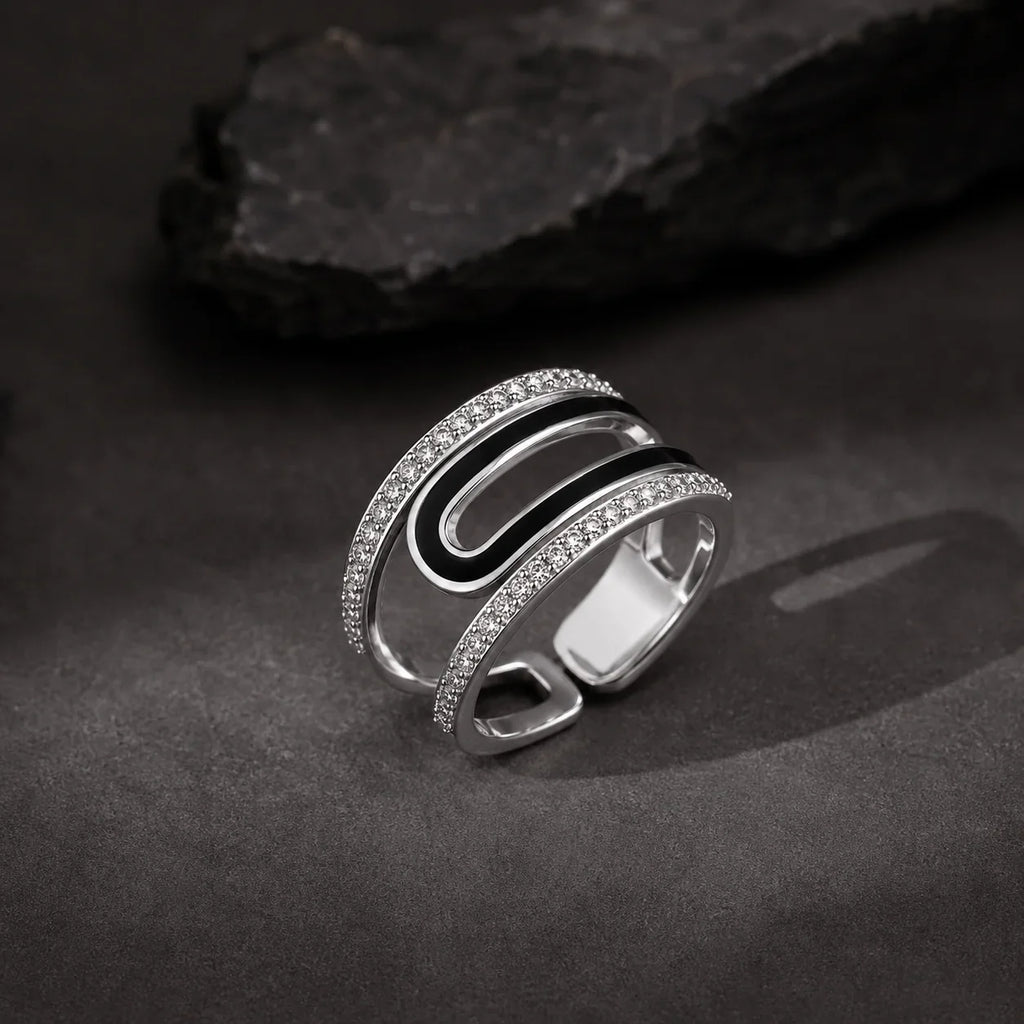 Double Loop Crystal Adjustable Ring
