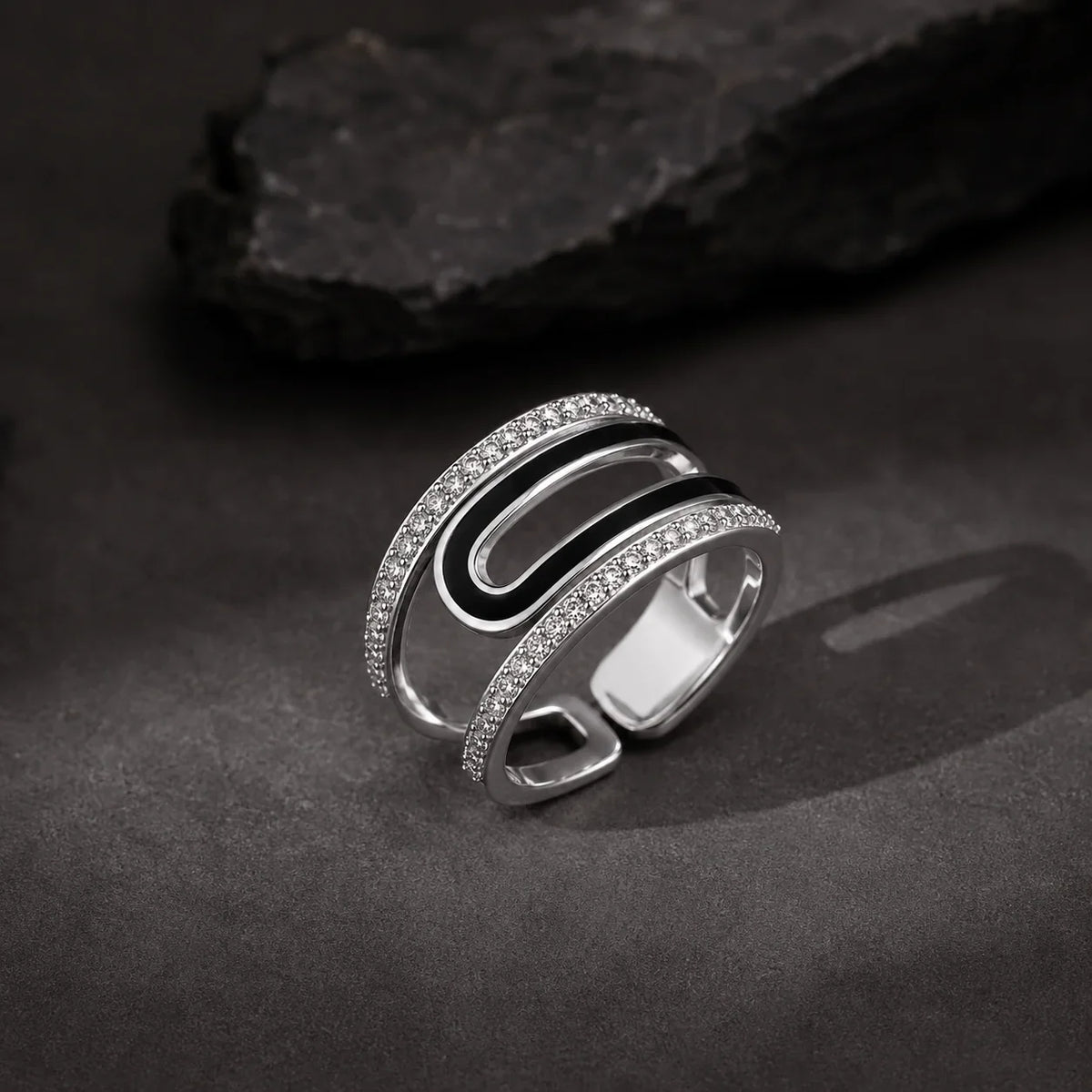 Double Loop Crystal Adjustable Ring