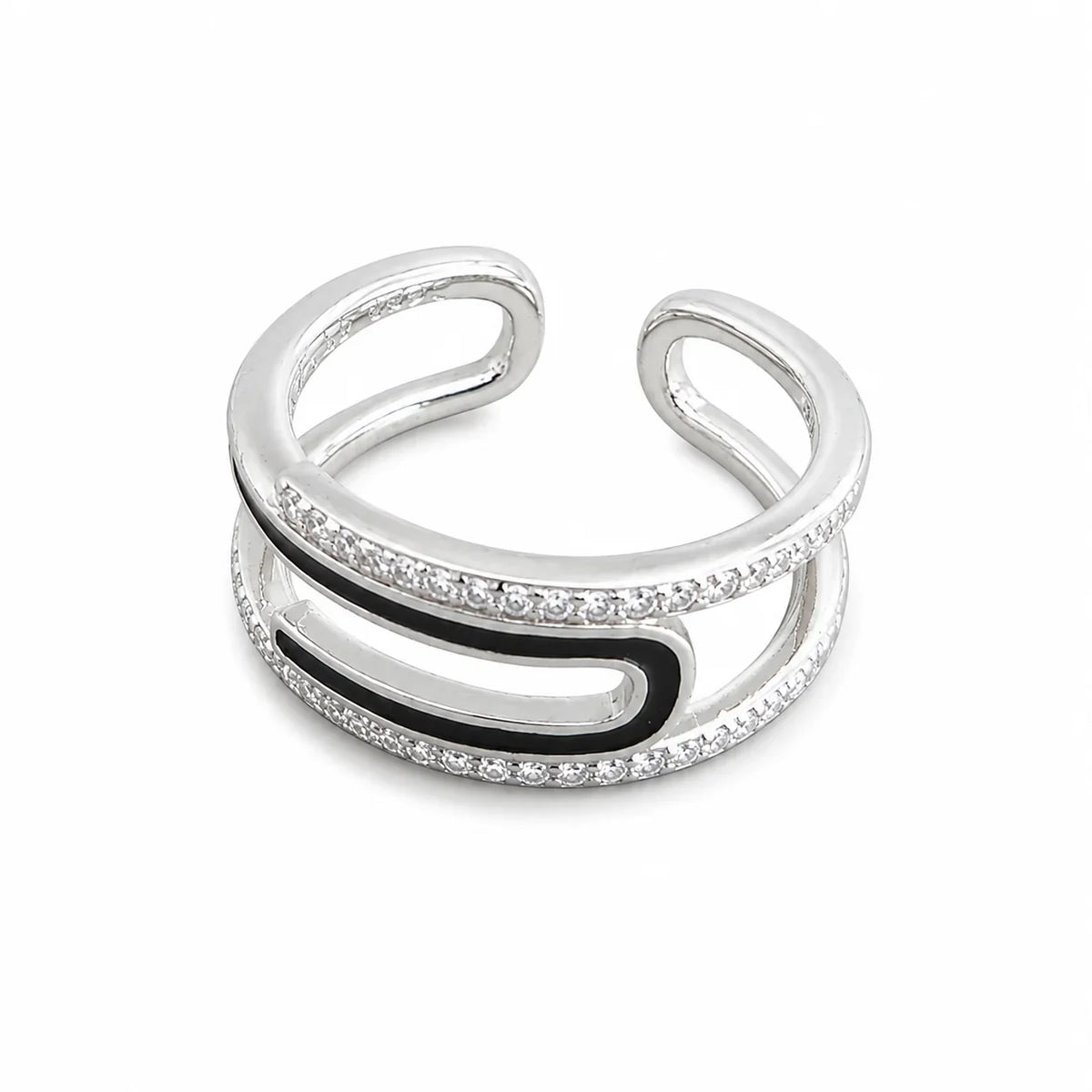 Double Loop Crystal Adjustable Ring