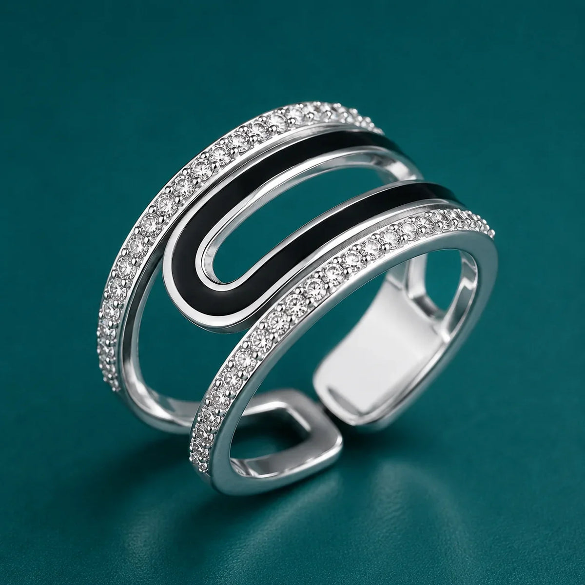 Double Loop Crystal Adjustable Ring