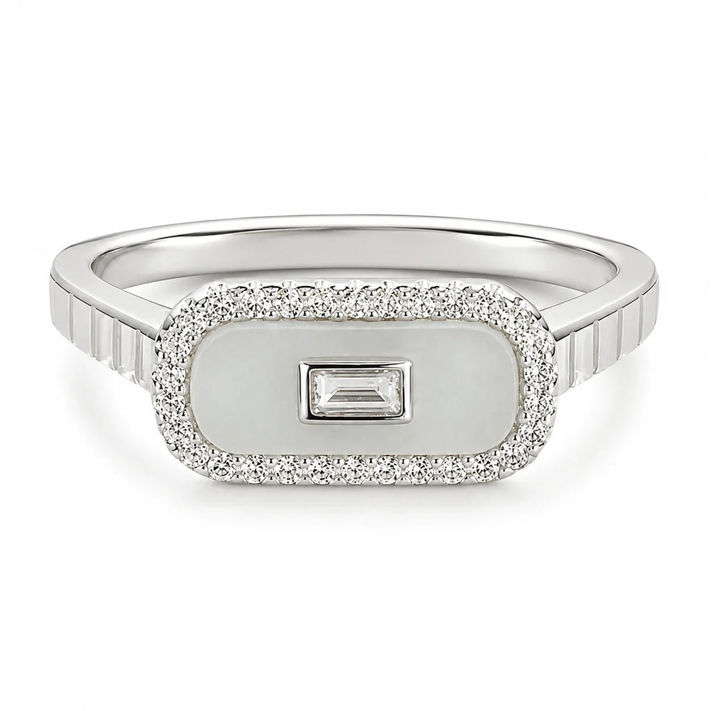 Baguette Crystal Halo Adjustable Ring