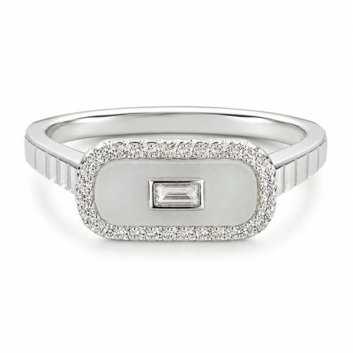Baguette Crystal Halo Adjustable Ring