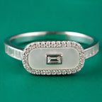 Baguette Crystal Halo Adjustable Ring