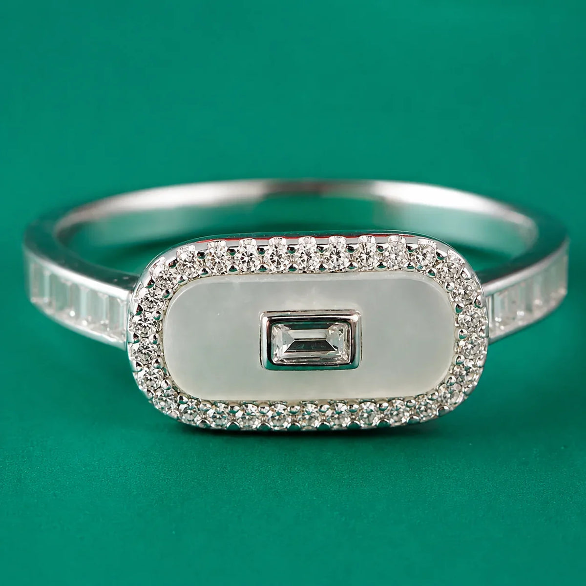 Baguette Crystal Halo Adjustable Ring