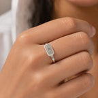 Baguette Crystal Halo Adjustable Ring