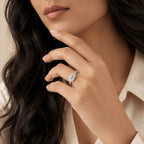 Baguette Crystal Halo Adjustable Ring