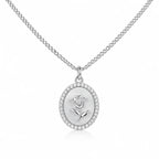 Floral Oval Cubic Zirconia Pendant Necklace