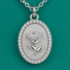 Floral Oval Cubic Zirconia Pendant Necklace