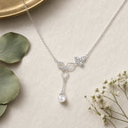 Floral Leaf Pearl Drop Pendant Necklace