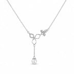 Floral Leaf Pearl Drop Pendant Necklace