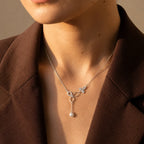 Floral Leaf Pearl Drop Pendant Necklace
