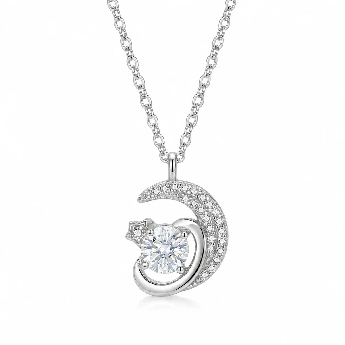 Crescent Moon Crystal Pendant Necklace