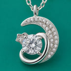 Crescent Moon Crystal Pendant Necklace