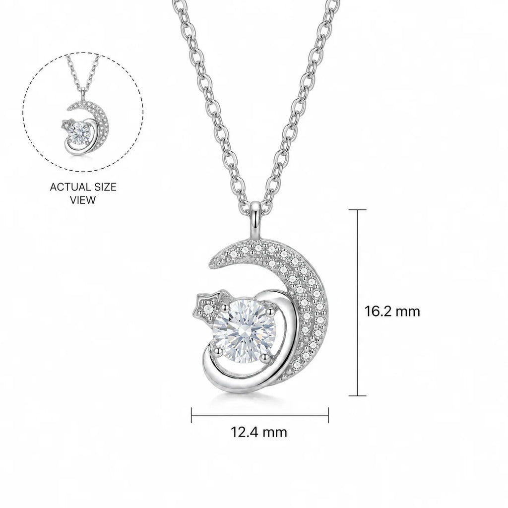 Crescent Moon Crystal Pendant Necklace