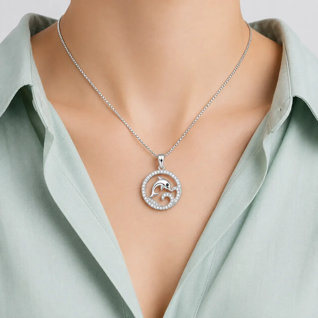 Dolphin Crystal Pendant Necklace