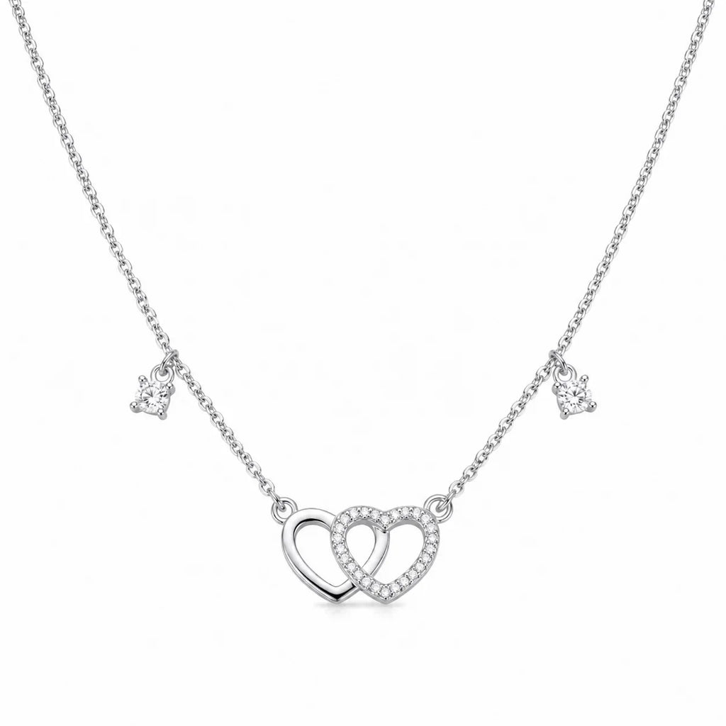 Interlocked Hearts Crystal Necklace