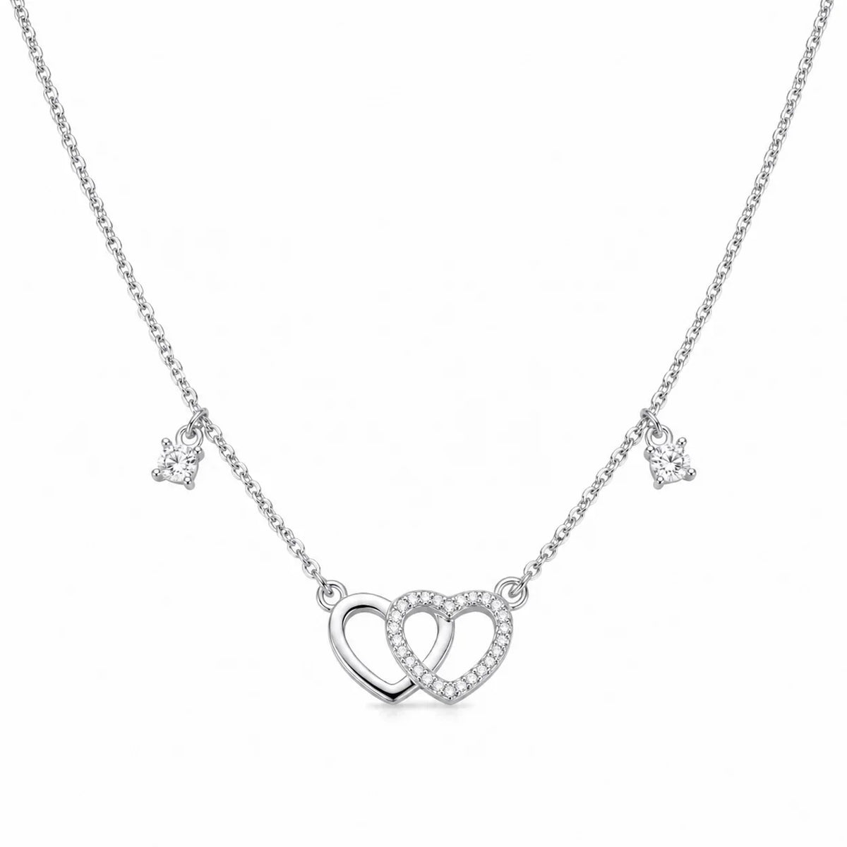 Interlocked Hearts Crystal Necklace