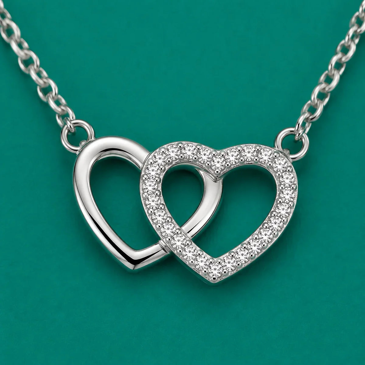 Interlocked Hearts Crystal Necklace
