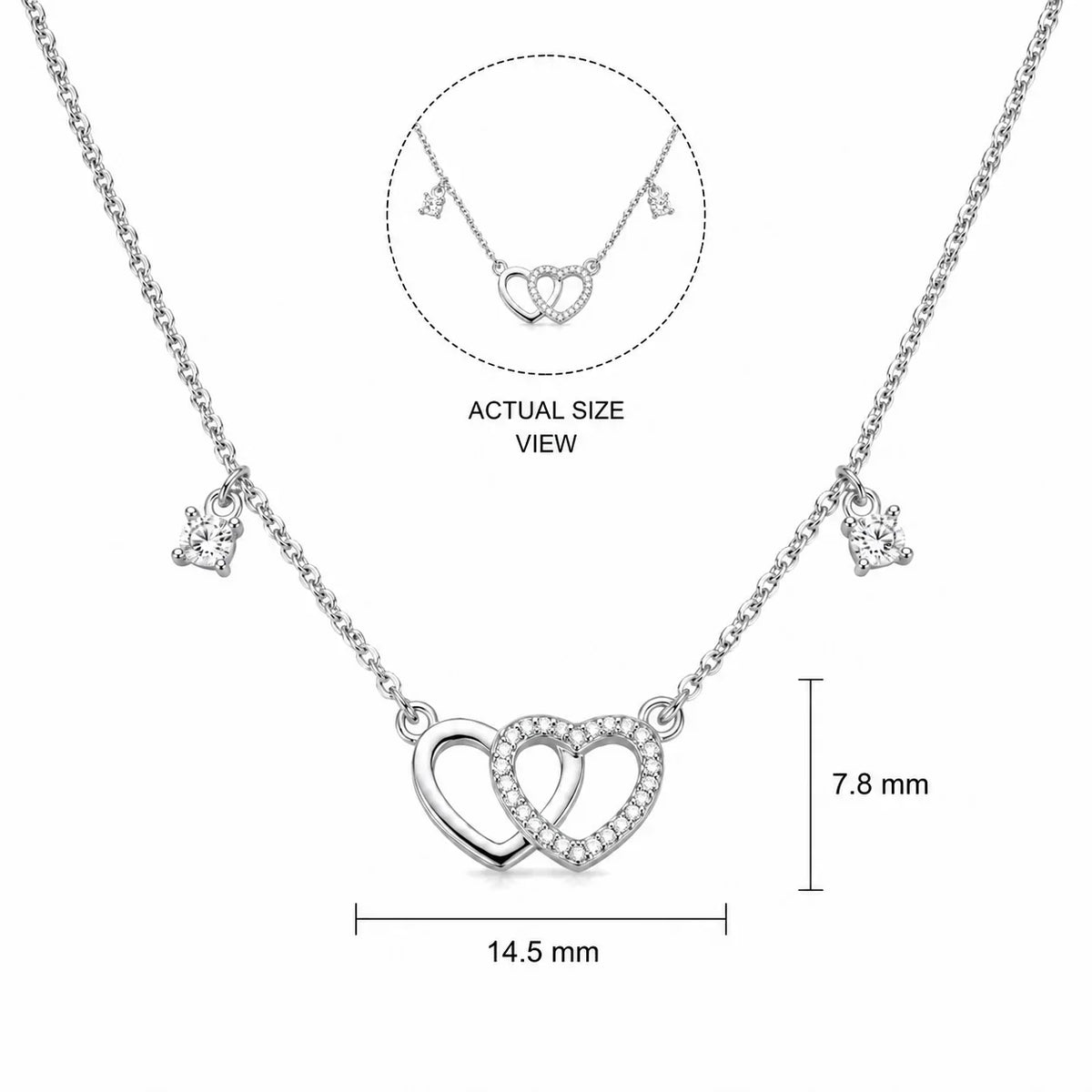 Interlocked Hearts Crystal Necklace