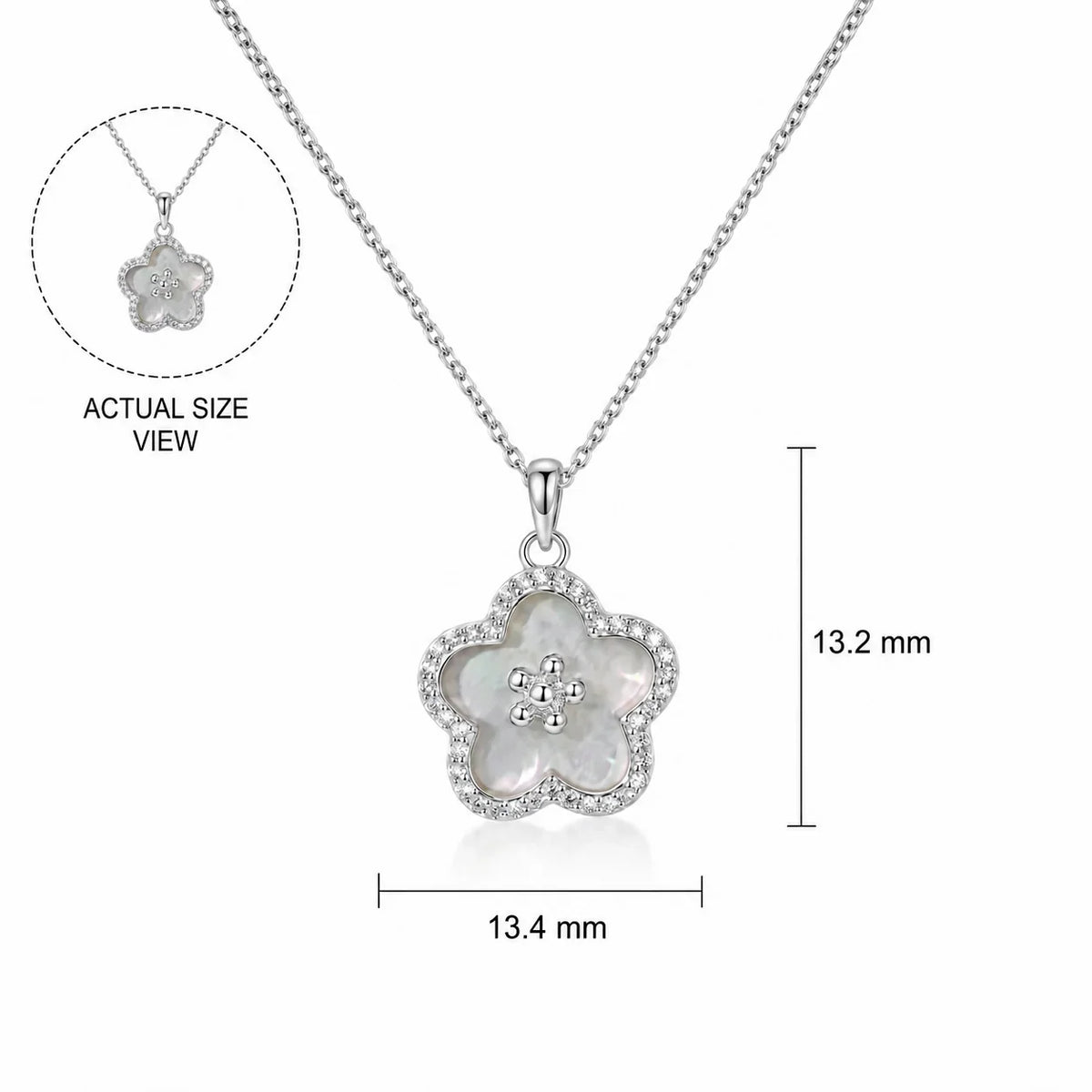 Mother of Pearl Flower Pendant Necklace