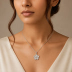 Mother of Pearl Flower Pendant Necklace
