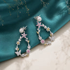 Floral Butterfly Wreath Pearl Earrings