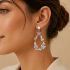 Floral Butterfly Wreath Pearl Earrings
