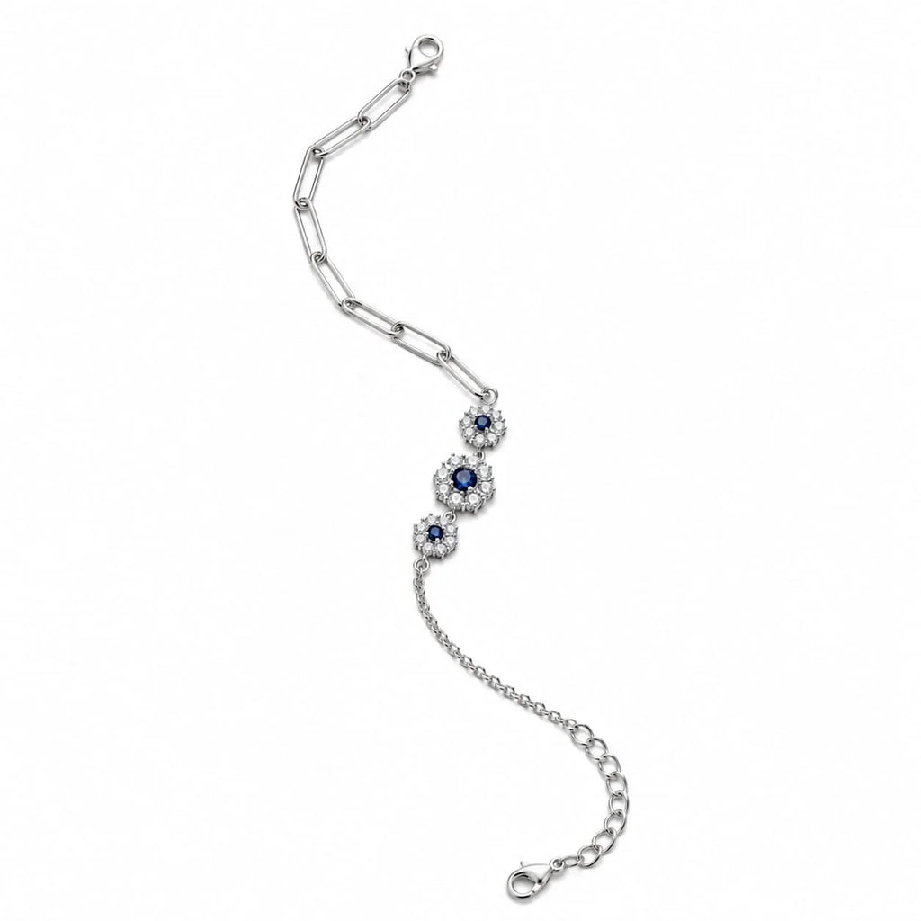Blue Stone Halo Chain Bracelet