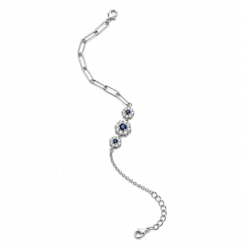 Blue Stone Halo Chain Bracelet
