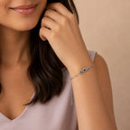 Blue Stone Halo Chain Bracelet