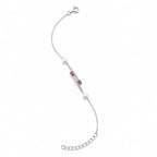 Pearl & Pink Stone Chain Bracelet