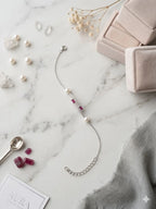 Pearl & Pink Stone Chain Bracelet