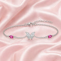 Pink Stone Butterfly Chain Bracelet