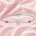 Pink Stone Butterfly Chain Bracelet