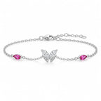 Pink Stone Butterfly Chain Bracelet