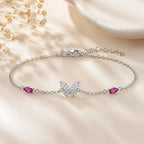 Pink Stone Butterfly Chain Bracelet