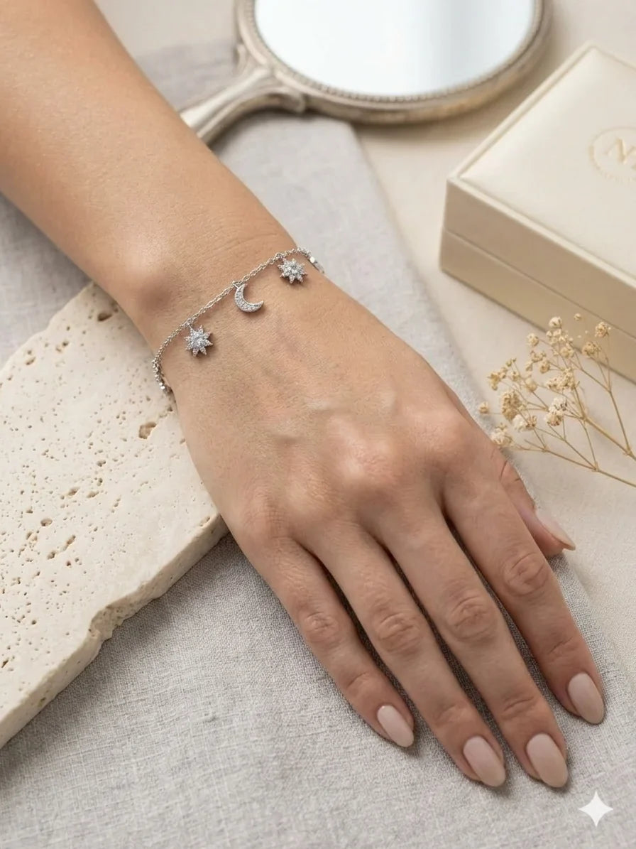 Celestial Moon & Star Charm Bracelet