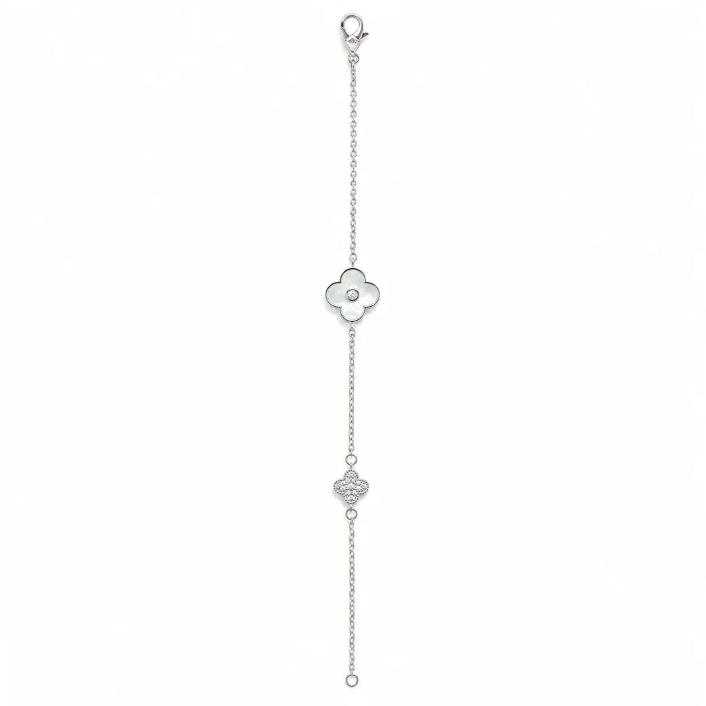 Clover & Floral Crystal Charm Bracelet