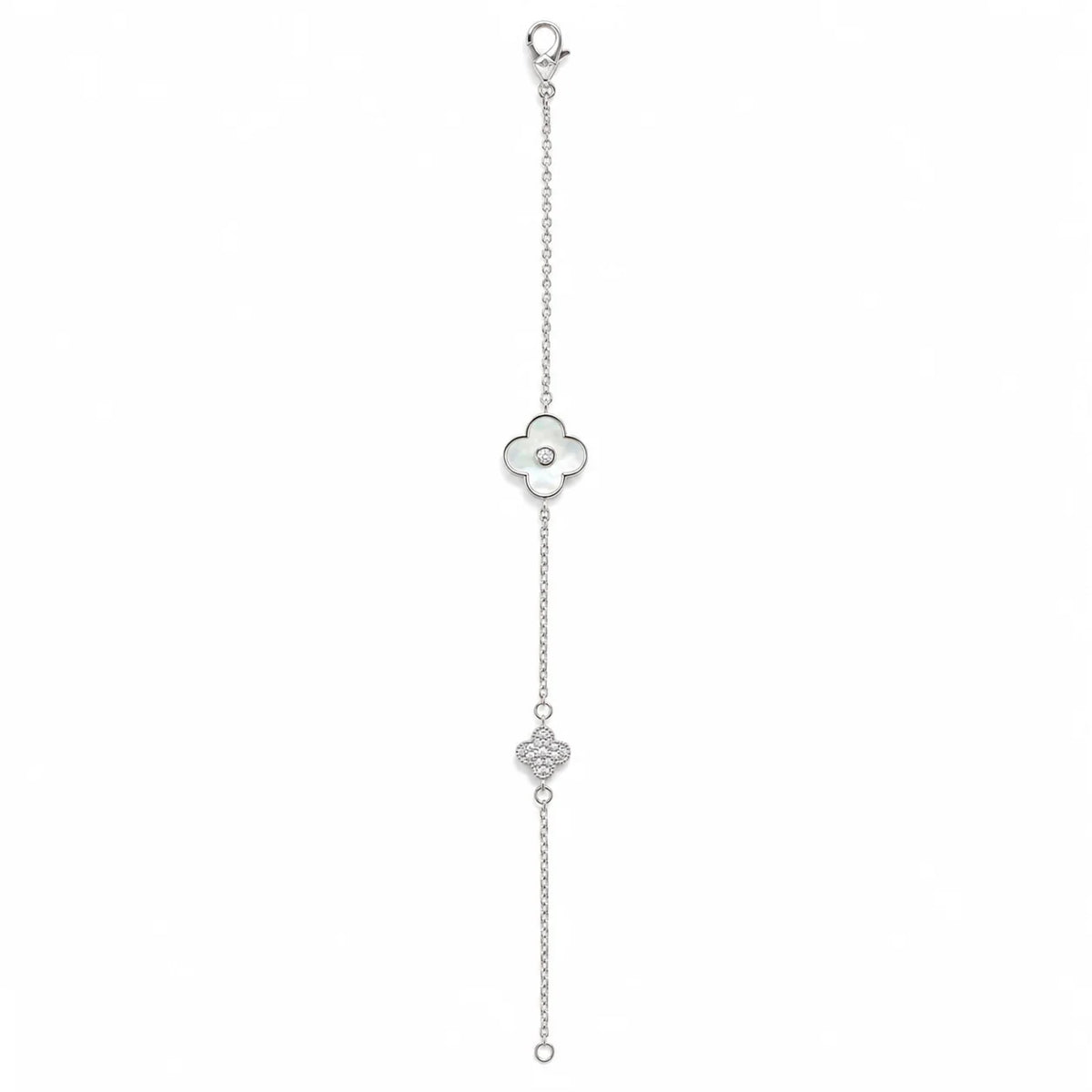 Clover & Floral Crystal Charm Bracelet