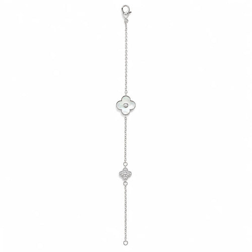 Clover & Floral Crystal Charm Bracelet