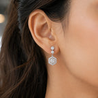 Hexagon Crystal Layered Necklace & Stud Set