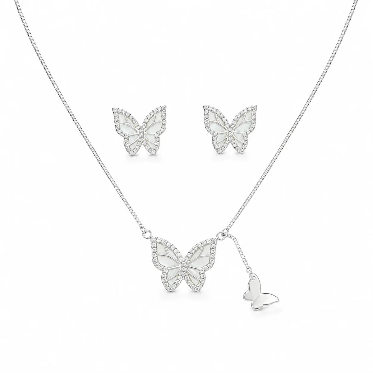 Butterfly Pendant Necklace & Stud Set