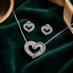 Interlocking Heart Necklace & Stud Set